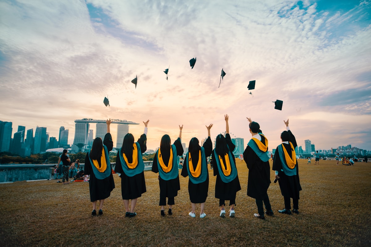 Students celebrating graduation
